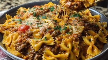 Creamy Velveeta Bowtie Pasta with Italian Beef Marinara