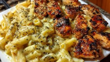Creamy Velveeta Chicken Penne in Garlic Butter Parmesan Sauce
