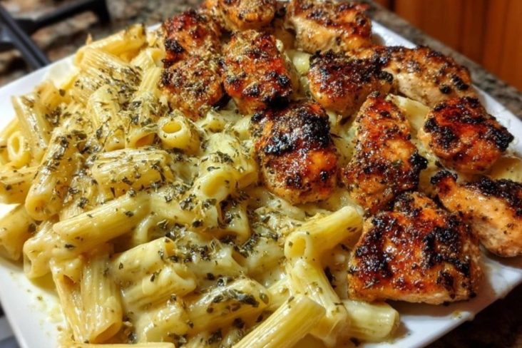 Creamy Velveeta Chicken Penne in Garlic Butter Parmesan Sauce