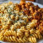 Creamy Velveeta Chicken Rotini Pasta with Mozzarella Garlic Cheese Sauce