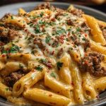 Creamy Velveeta Penne Pasta Recipe with Cajun Beef Alfredo Sauce