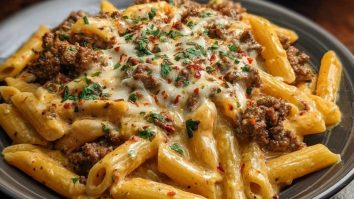 Creamy Velveeta Penne Pasta Recipe with Cajun Beef Alfredo Sauce
