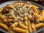 Creamy Velveeta Penne Pasta Recipe with Cajun Beef Alfredo Sauce