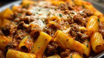 Creamy Velveeta Rigatoni with Italian Beef Marinara