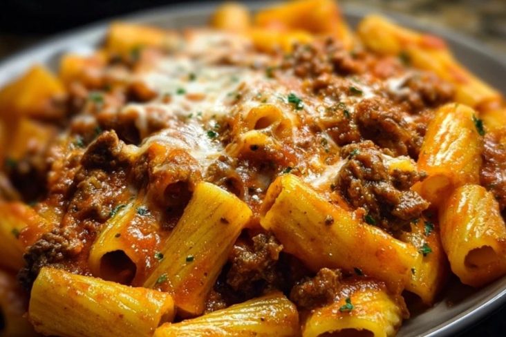 Creamy Velveeta Rigatoni with Italian Beef Marinara