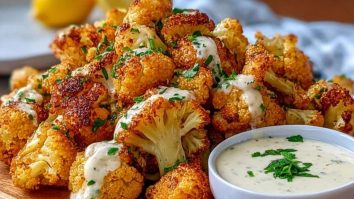 Crispy Baked Cauliflower Bites with Garlic Sauce