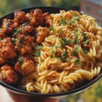 Delicious Garlic Butter Chicken Bites with Spicy Cajun Alfredo Twisted Pasta Recipe