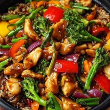 Delicious Teriyaki Chicken Stir-Fry Recipe with Colorful Veggies and Wild Rice