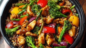 Delicious Teriyaki Chicken Stir-Fry Recipe with Colorful Veggies and Wild Rice