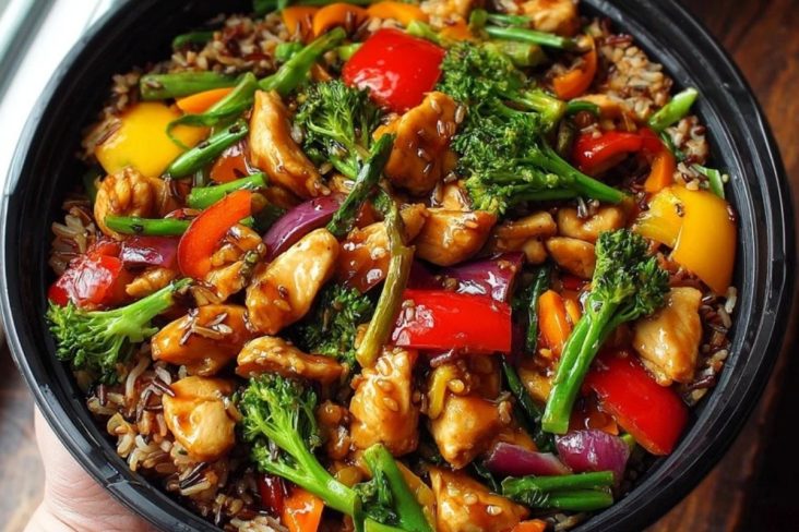 Delicious Teriyaki Chicken Stir-Fry Recipe with Colorful Veggies and Wild Rice