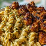 Garlic Butter Chicken Bites with Spicy Cajun Alfredo Twisted Pasta