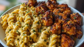 Garlic Butter Chicken Bites with Spicy Cajun Alfredo Twisted Pasta