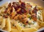 Garlic Butter Chicken Penne with Creamy Three-Cheese Sauce