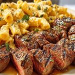 Garlic Butter Steak with Creamy Parmesan Rigatoni