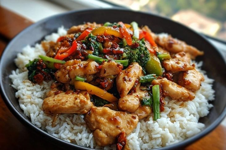 Garlic Chicken Stir-Fry with Rice