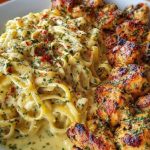 Golden Garlic Butter Chicken with Creamy Parmesan Linguine