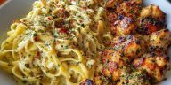 Golden Garlic Butter Chicken with Creamy Parmesan Linguine