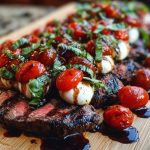 Grilled Balsamic Steak Caprese with Mozzarella, Tomatoes, and Basil