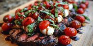 Grilled Balsamic Steak Caprese with Mozzarella, Tomatoes, and Basil