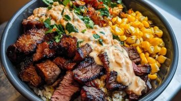 Korean BBQ Beef Bowl with Corn & Creamy Sauce
