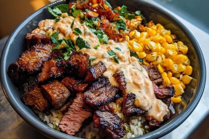 Korean BBQ Beef Bowl with Corn & Creamy Sauce