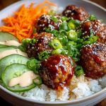 Korean BBQ Meatball Rice Bowls