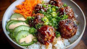 Korean BBQ Meatball Rice Bowls