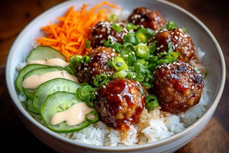 Korean BBQ Meatball Rice Bowls