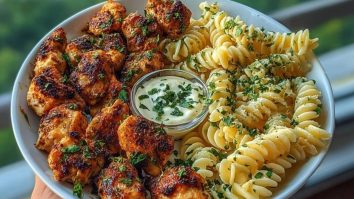 Lemon Cajun Chicken Bites with Creamy Garlic Herb Alfredo Twists