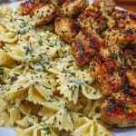 Lemon Garlic Chicken with Creamy Bowtie Pasta
