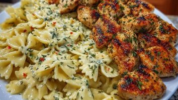 Lemon Garlic Chicken with Creamy Bowtie Pasta