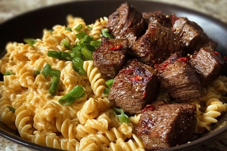One-Pan Steak Bites & Cheesy Garlic Butter Noodles