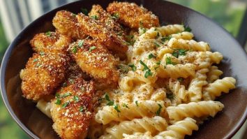 Parmesan Chicken Bites with Smoky Cajun Alfredo Gemelli