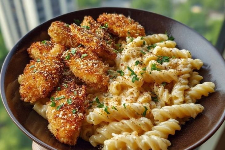 Parmesan Chicken Bites with Smoky Cajun Alfredo Gemelli