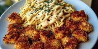 Parmesan Crusted Chicken Bites & Smoked Cajun Alfredo Gemelli