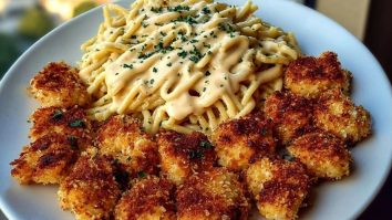 Parmesan Crusted Chicken Bites & Smoked Cajun Alfredo Gemelli