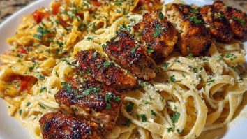 Savory Cajun Chicken and Creamy Garlic Parmesan Linguine