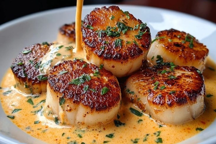 Seared Scallops with Spicy Cajun Cream Sauce