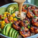 Shrimp and Avocado Bowls with Mango Salsa & Lime-Chili Sauce