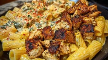 Spicy Cajun Chicken Rigatoni with Velveeta Garlic Cream Sauce