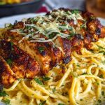 Spicy Cajun Chicken with Garlic Parmesan Linguine