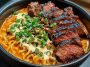 Spicy Korean Ramen with Grilled Beef & Creamy Sauce