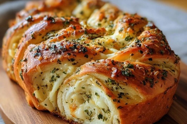 Swirled Garlic Herb And Cheese Bread