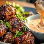 Tender Korean BBQ Meatballs with Spicy Mayo Dip