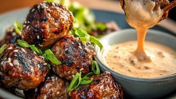 Tender Korean BBQ Meatballs with Spicy Mayo Dip