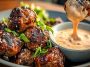 Tender Korean BBQ Meatballs with Spicy Mayo Dip