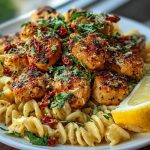 Tuscan Garlic Chicken Bites & Sun-Dried Tomato Cajun Alfredo Pasta
