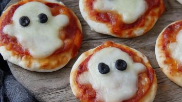Adorable Mini Ghost Pizzas