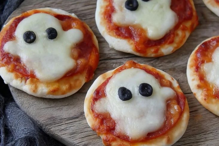 Adorable Mini Ghost Pizzas