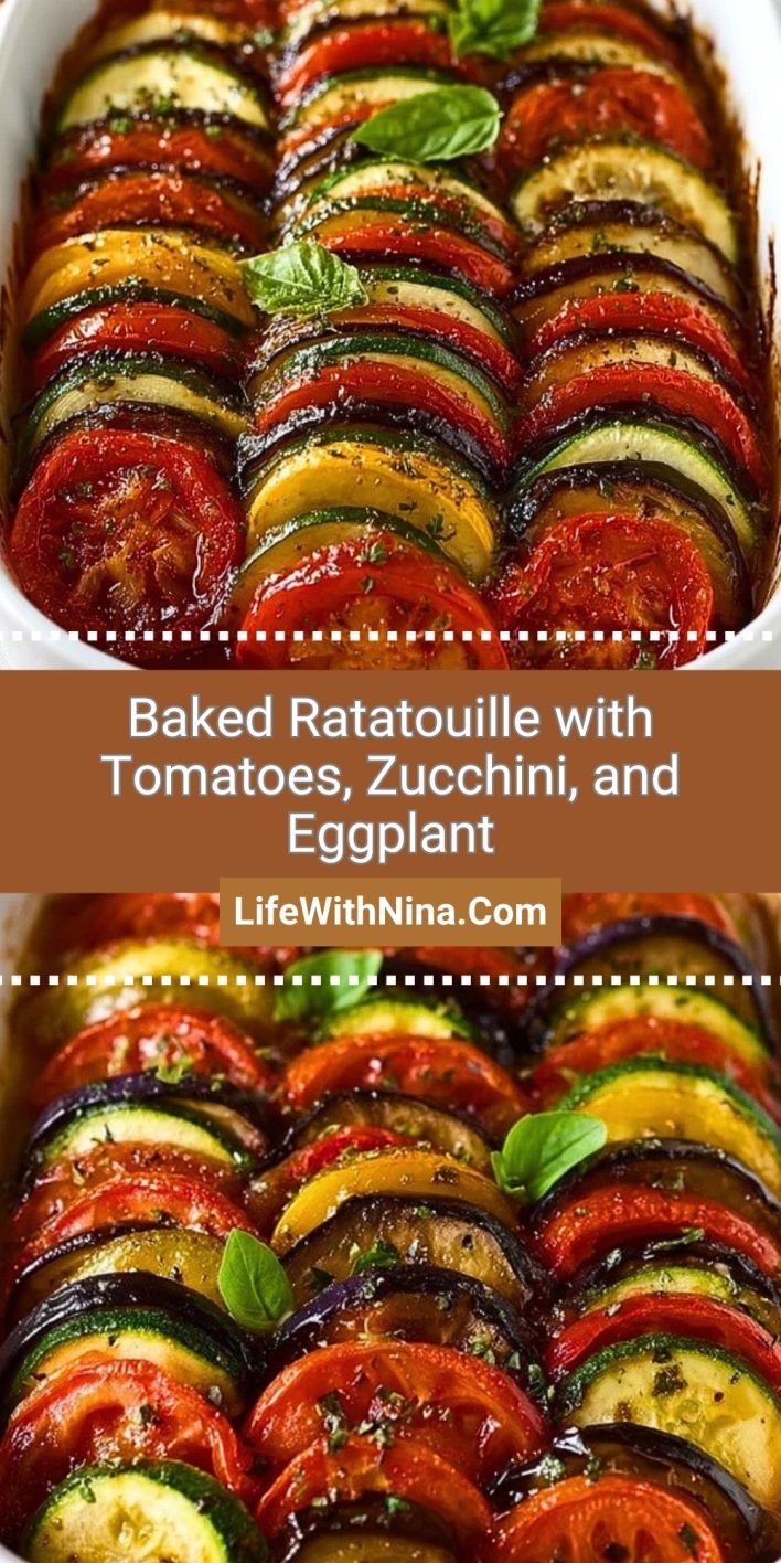 Ratituy Baked Ratatouille with Tomatoes, Zucchini, and Eggplant